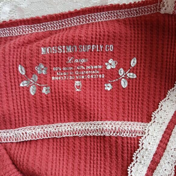 Mossimo Red Ribbed Cami Tank Top w/ White Lace Trim Girls Large long line - Picture 3 of 9